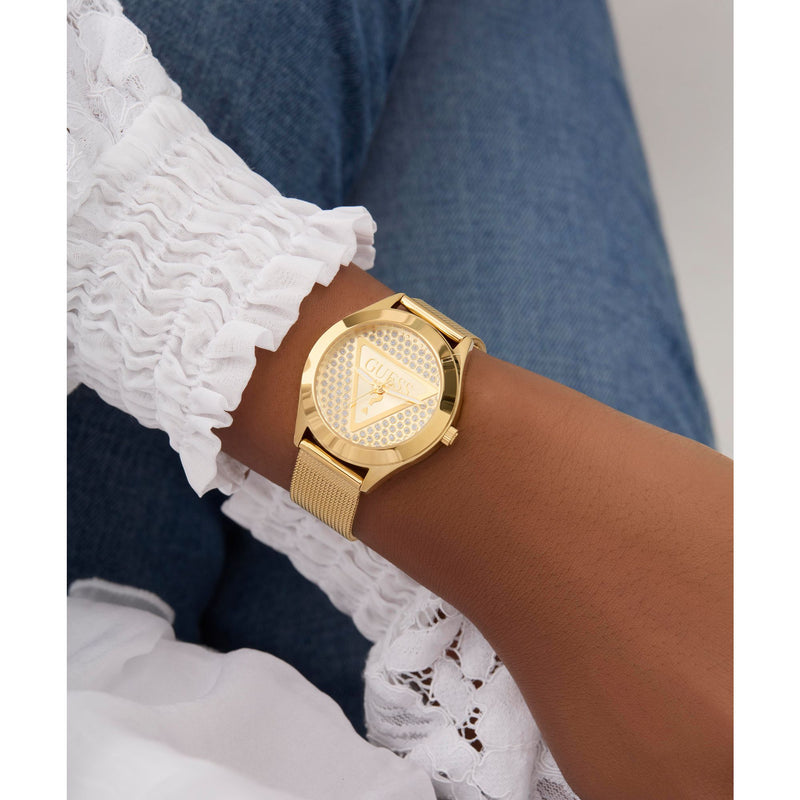 Guess Glitz Plaque Champagne Round Dial Quartz Analog Women Watch Watch Guess