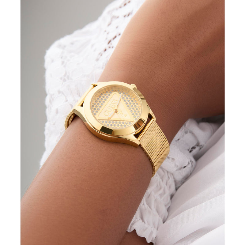 Guess Glitz Plaque Champagne Round Dial Quartz Analog Women Watch Watch Guess