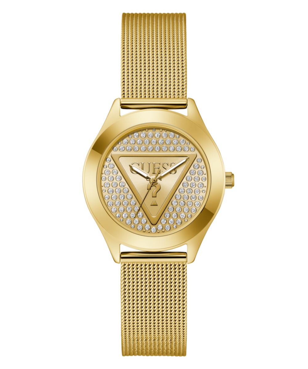 Guess Glitz Plaque Champagne Round Dial Quartz Analog Women Watch