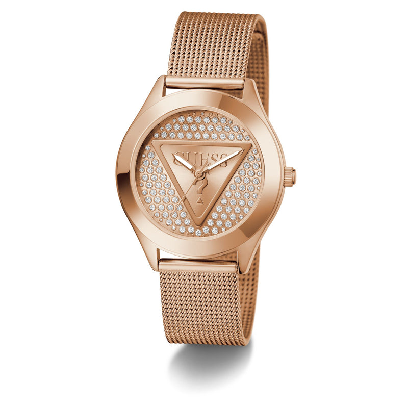 Guess Glitz Plaque Rose Gold Round Dial Quartz Analog Women Watch Watch Guess