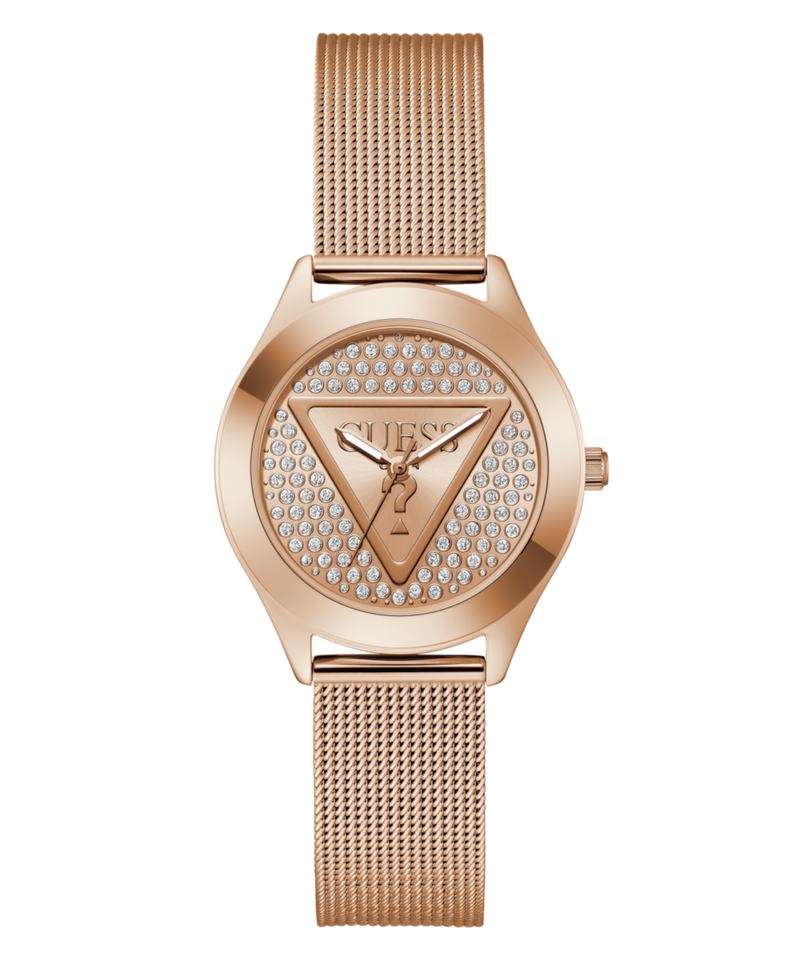 Guess Glitz Plaque Rose Gold Round Dial Quartz Analog Women Watch Watch Guess