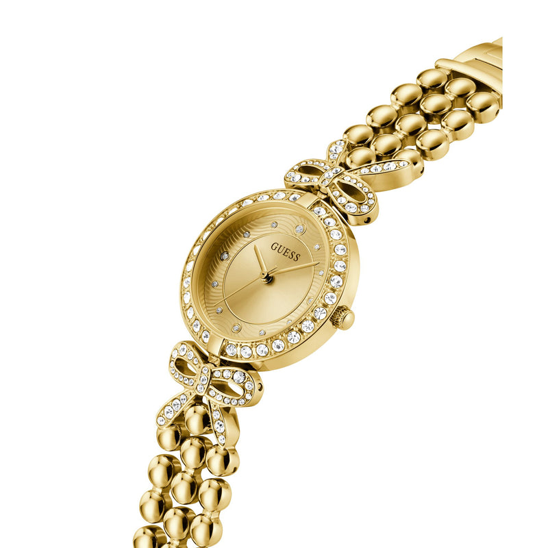 Guess Ribbon Champagne Round Dial Quartz Analog Women Watch Watch Guess