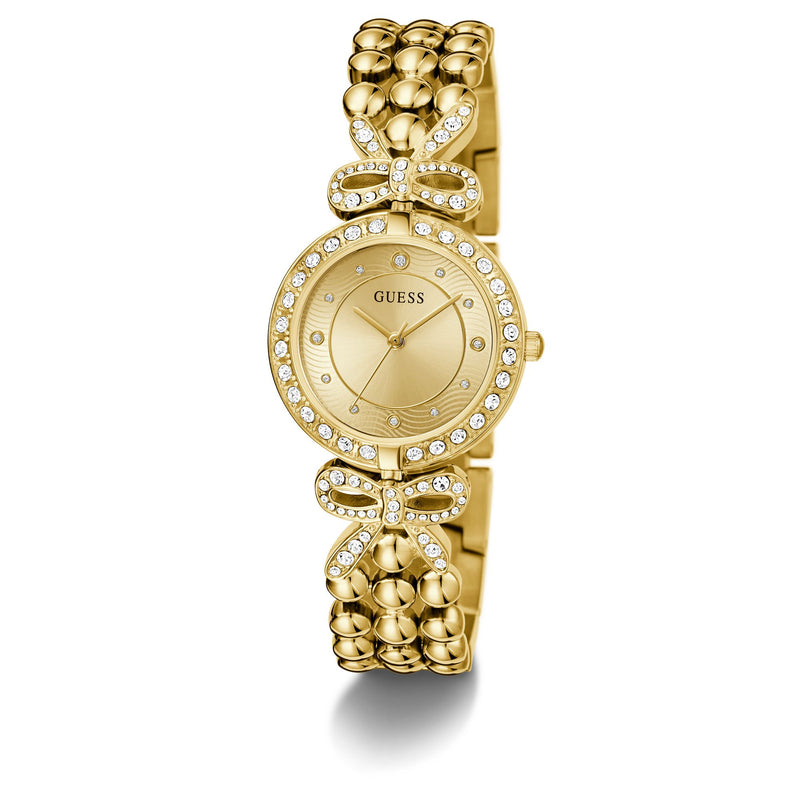 Guess Ribbon Champagne Round Dial Quartz Analog Women Watch Watch Guess