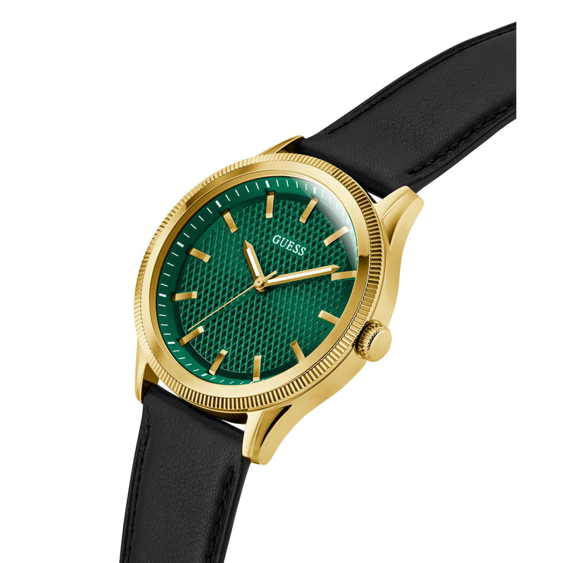 Guess Dex Leather Green Round Dial Quartz Analog Men Watch Watch Guess