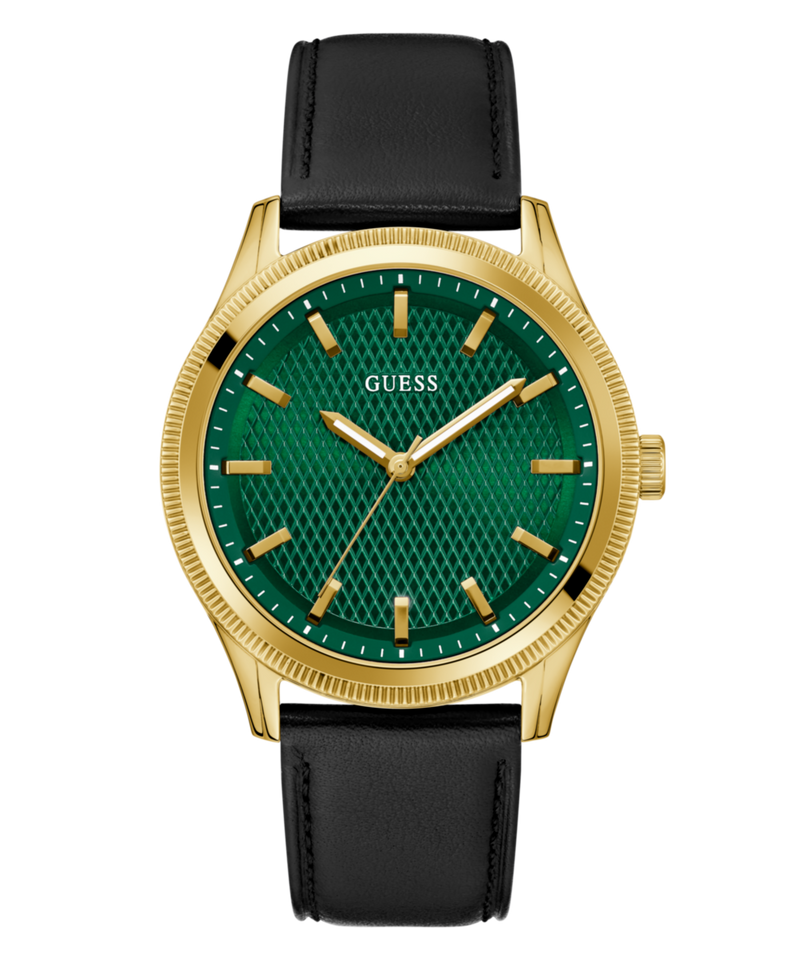 Guess Dex Leather Green Round Dial Quartz Analog Men Watch Watch Guess