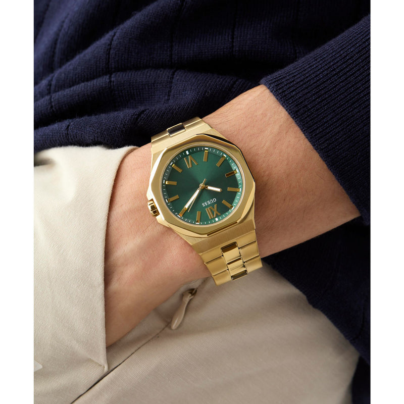 Guess Emperor Champagne Round Dial Quartz Analog Men Watch Watch Guess