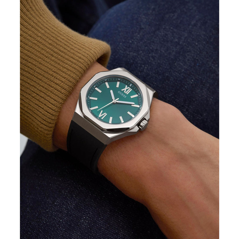 Guess Emperor Green Round Dial Quartz Analog Men Watch Watch Guess