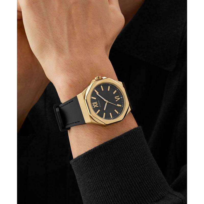 Guess Emperor Black Round Dial Quartz Analog Men Watch Watch Guess