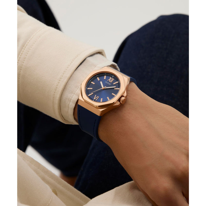 Guess Emperor Blue Round Dial Quartz Analog Men Watch Watch Guess