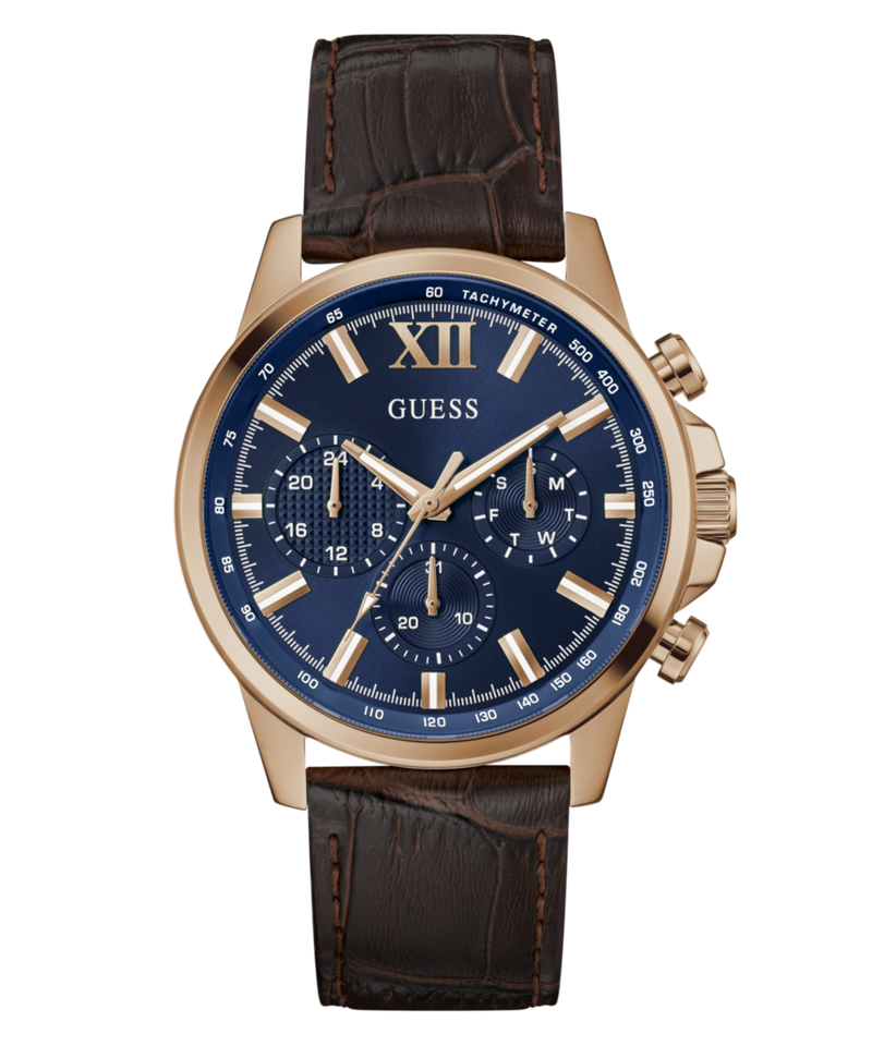Guess Walker Leather Blue Round Dial Quartz Analog Men Watch Watch Guess