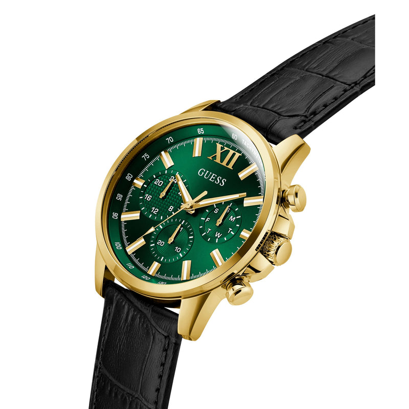 Guess Walker Leather Green Round Dial Quartz Analog Men Watch Watch Guess