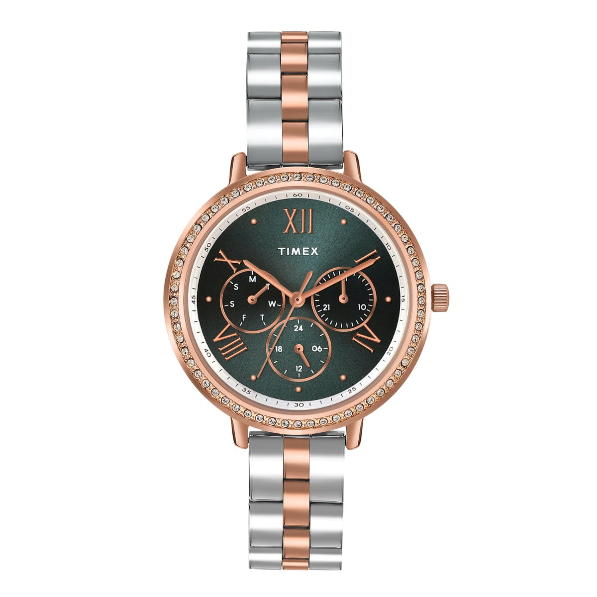 Timex Round 38mm Green Dial Analog Women Watch - TW000Z501