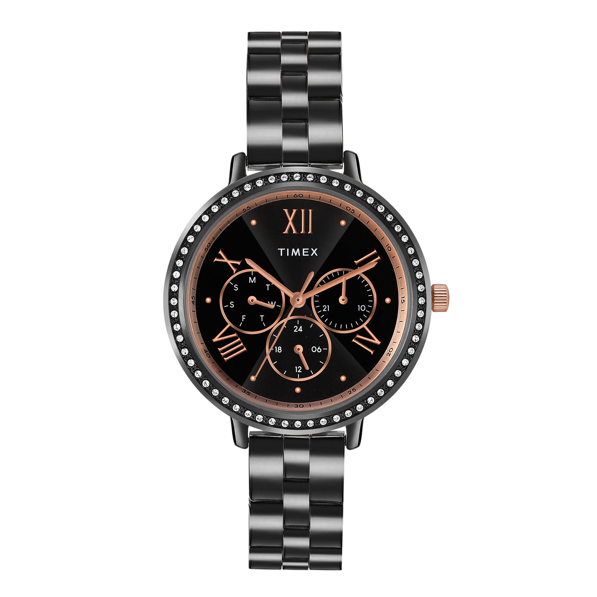 Timex Round 38mm Black Dial Analog Women Watch - TW000Z505