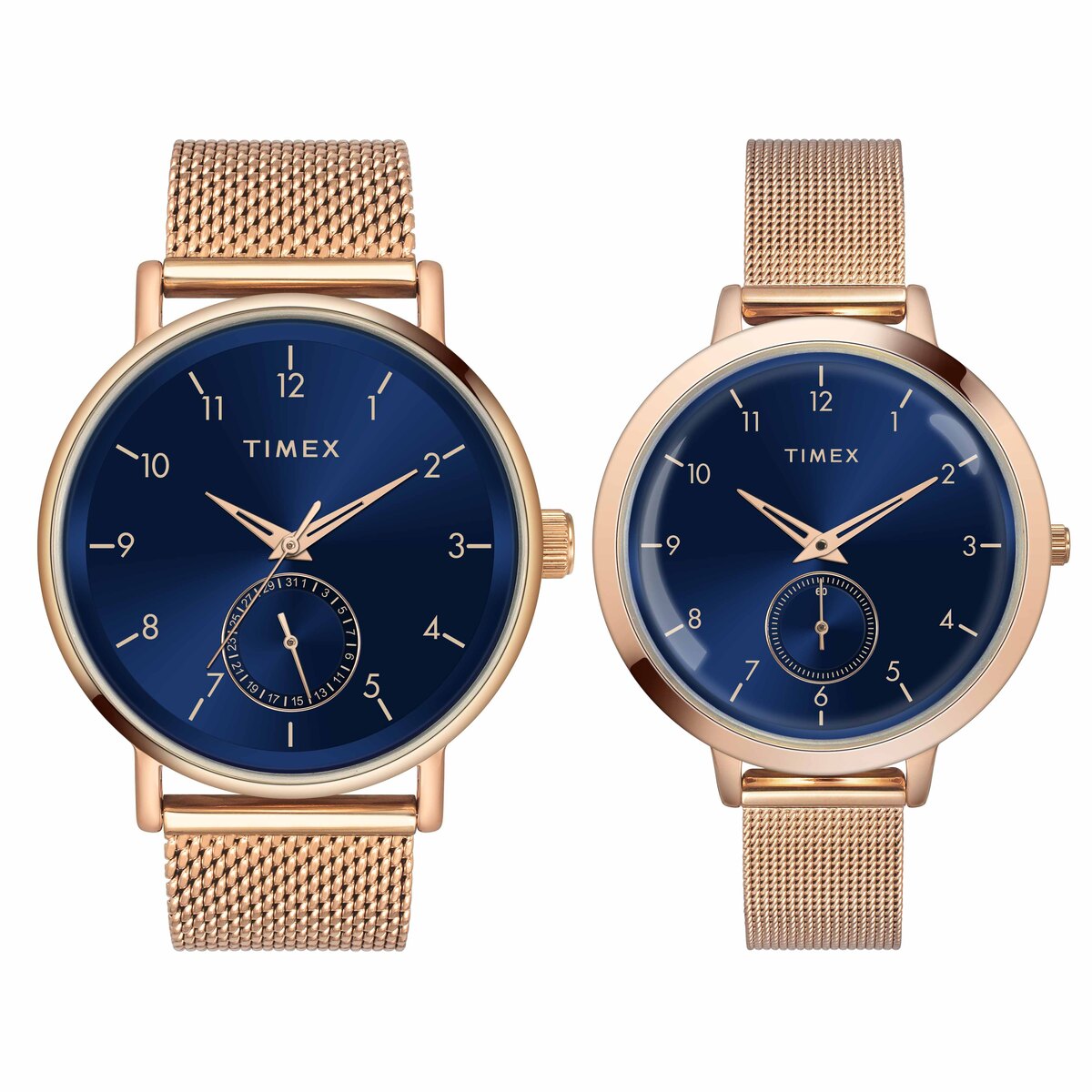 Timex Round 21mm Blue Dial Analog Pair Watch - TW00PR293