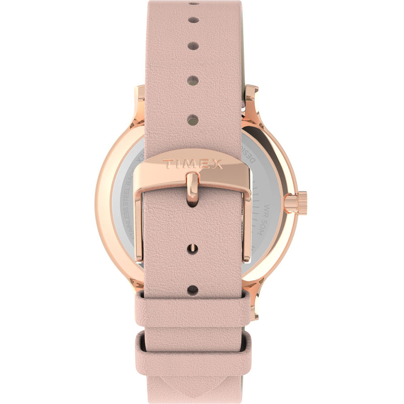 Timex Trend Rose Leather Gold Round Dial Quartz Analog Women Watch Watch Timex