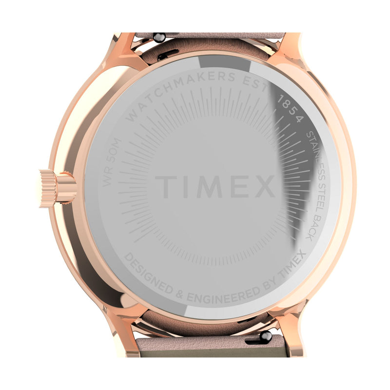 Timex Trend Rose Leather Gold Round Dial Quartz Analog Women Watch Watch Timex