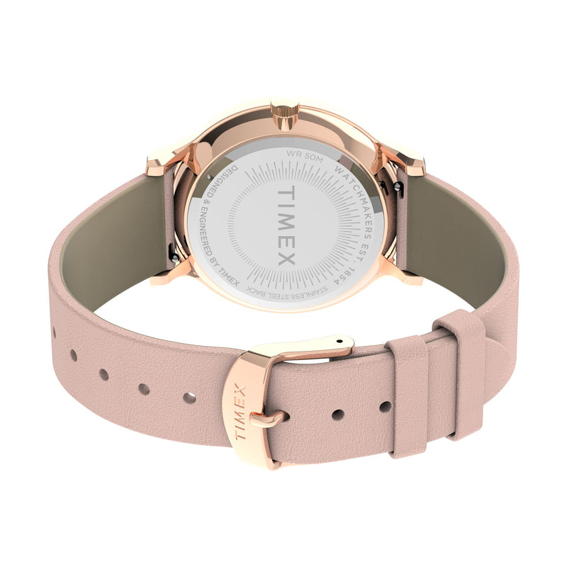 Timex Trend Rose Leather Gold Round Dial Quartz Analog Women Watch Watch Timex