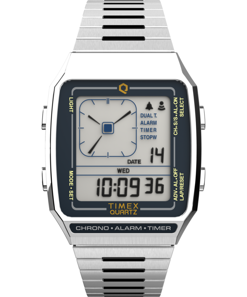 Timex Q Square 21mm Silver Dial Digital Men Watch - TW2U72400U9 Watch Timex