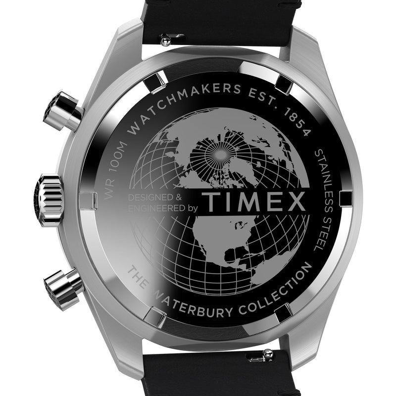 Timex Waterbury Leather Grey Round Dial Quartz Analog Men Watch Watch Timex