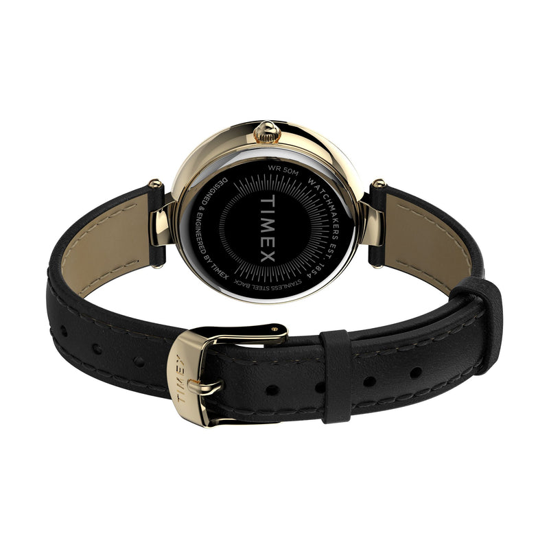 Timex Trend Leather Black Round Dial Quartz Analog Women Watch Watch Timex