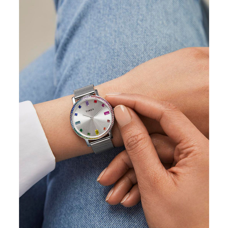 Timex Transcend Round 21mm Silver Dial Analog Women Watch - TW2W19100UJ Watch Timex