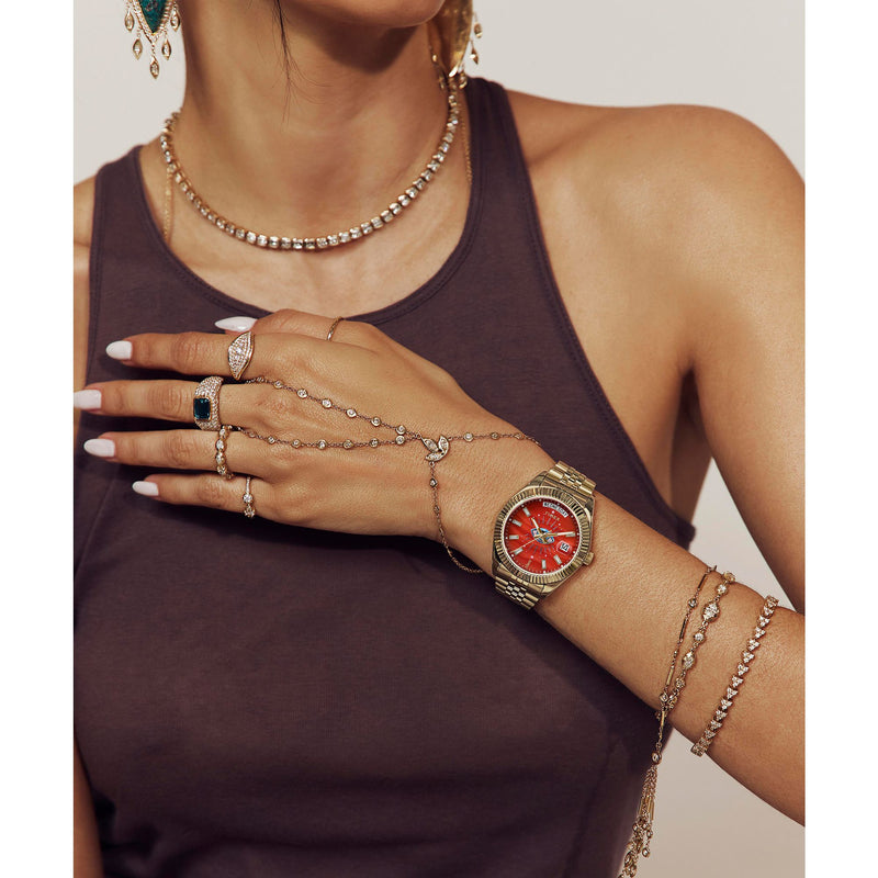 Timex Jacquie Aiche Round 21mm Red Dial Analog Women Watch - TW2W63200X6 Watch Timex