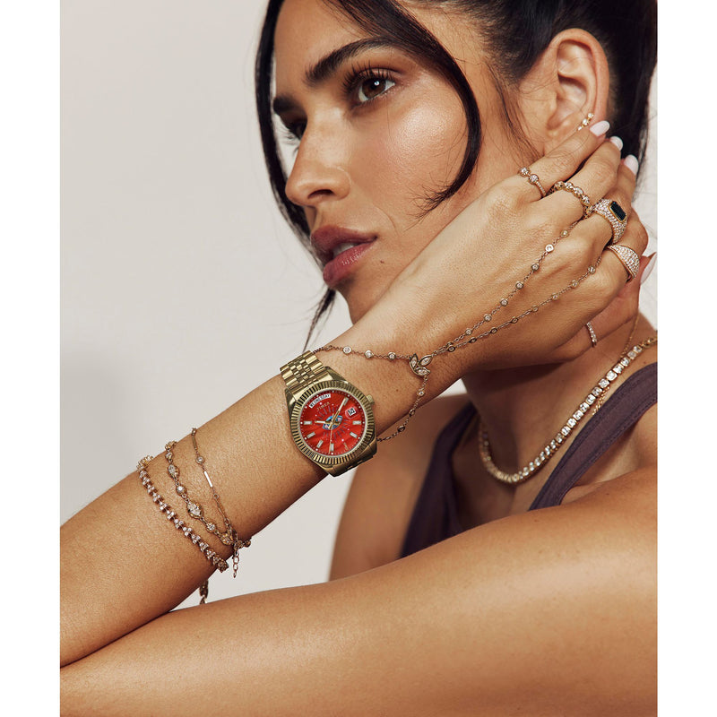 Timex Jacquie Aiche Round 21mm Red Dial Analog Women Watch - TW2W63200X6 Watch Timex