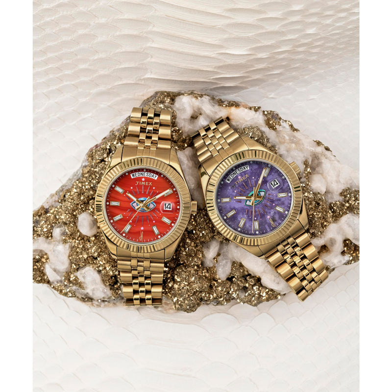 Timex Jacquie Aiche Round 21mm Purple Dial Analog Women Watch - TW2W63300X6 Watch Timex