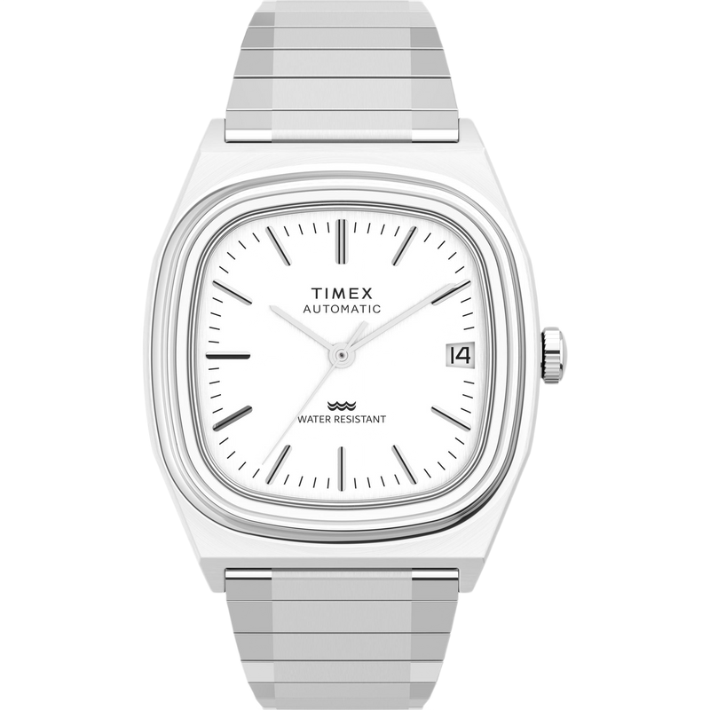 Timex Rectangle 21mm Silver Dial Mechanical Automatic Men Watch - TW2W70800IK Watch Timex