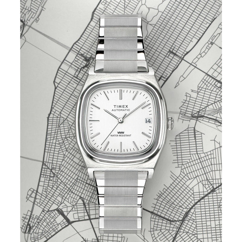 Timex Reissue Square 34mm Silver Dial Mechanical Automatic Men Watch - TW2W70800UJ Watch Timex