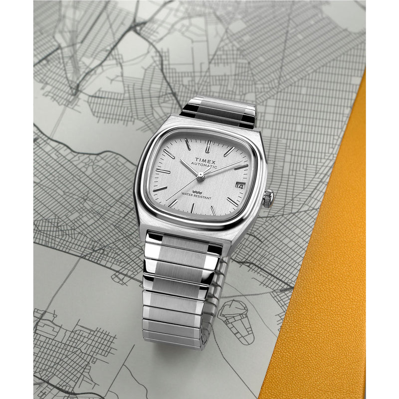 Timex Reissue Square 34mm Silver Dial Mechanical Automatic Men Watch - TW2W70800UJ Watch Timex
