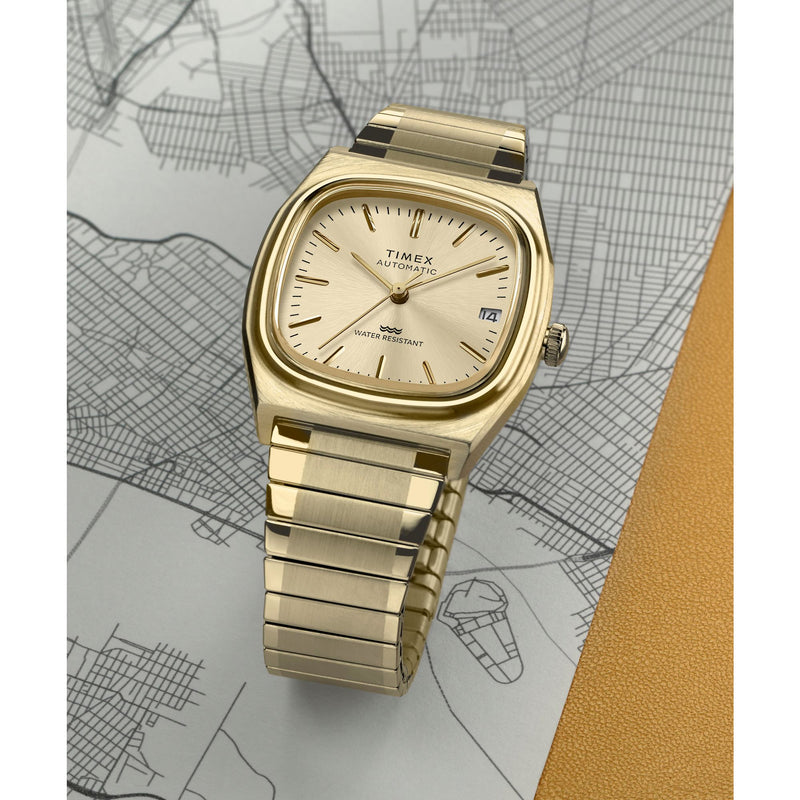 Timex Q Square 21mm Champagne Dial Automatic Men Watch - TW2Y07200UJ Watch Timex
