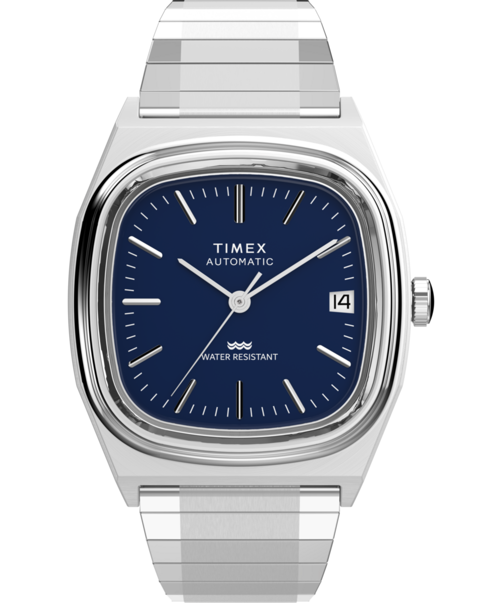 Timex Q Rectangle 21mm Blue Dial Mechanical Automatic Men Watch - TW2Y07400UJ