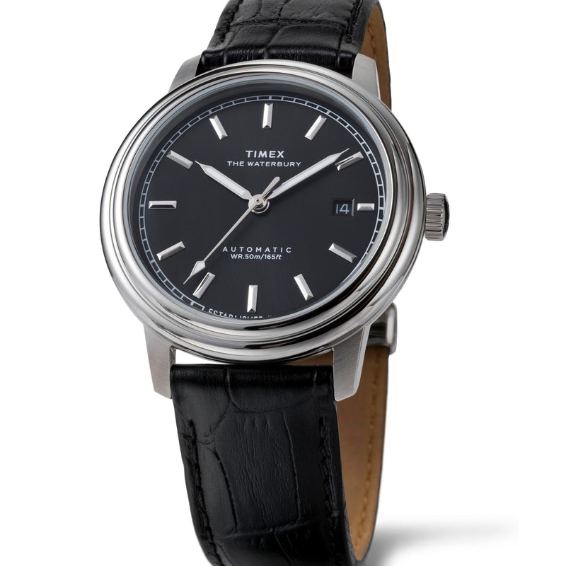 Timex Waterbury Round 21mm Black Dial Mechanical Automatic Men Watch - TW2Y23000UJ Watch Timex