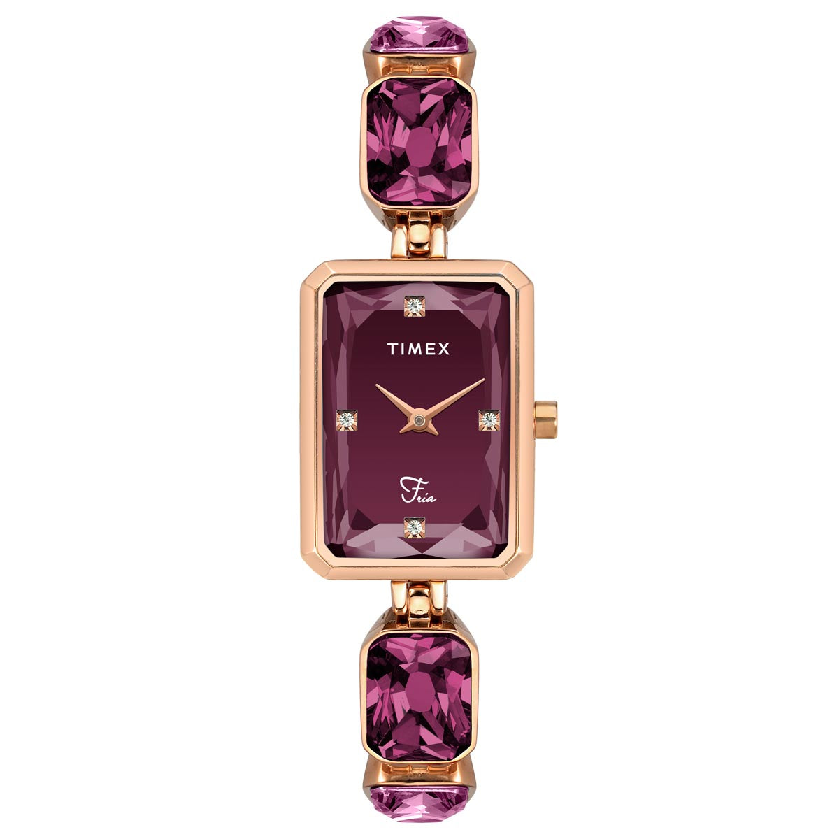 Timex Fria Rectangle 21mm Burgundy Dial Analog Women Watch - TWEL16903