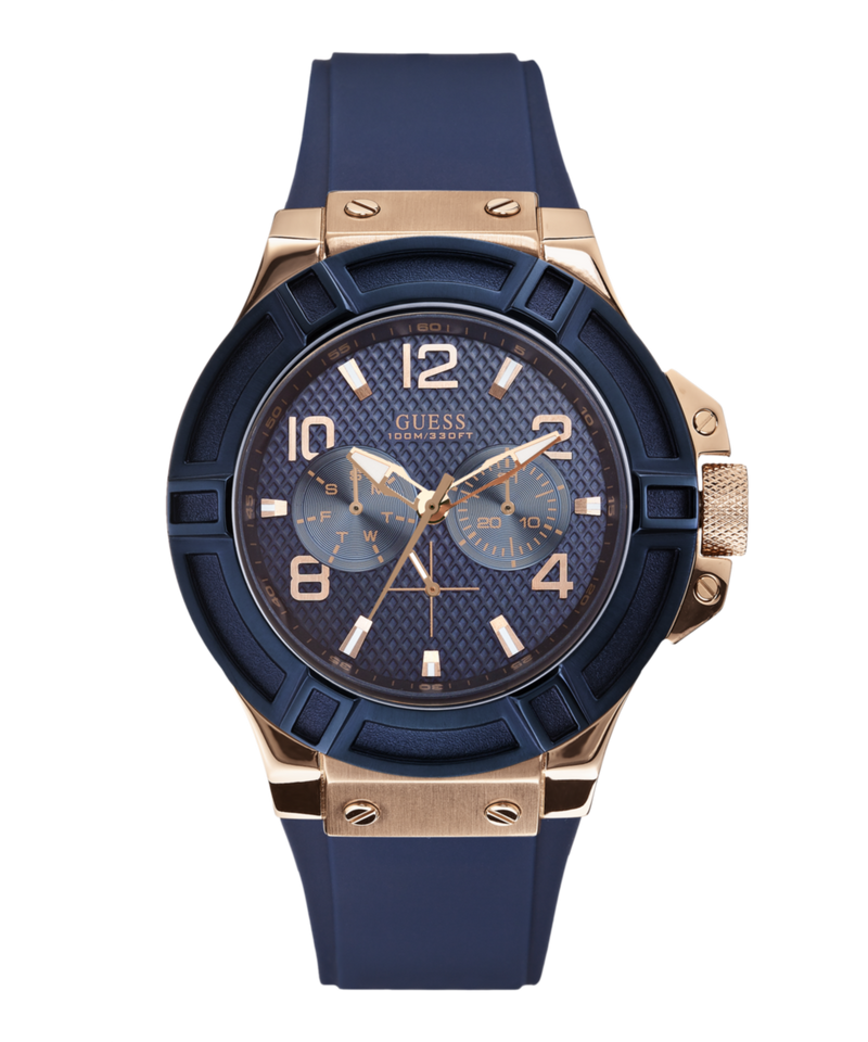 Guess Blue Round Dial Quartz Analog Men Watch Watch Guess