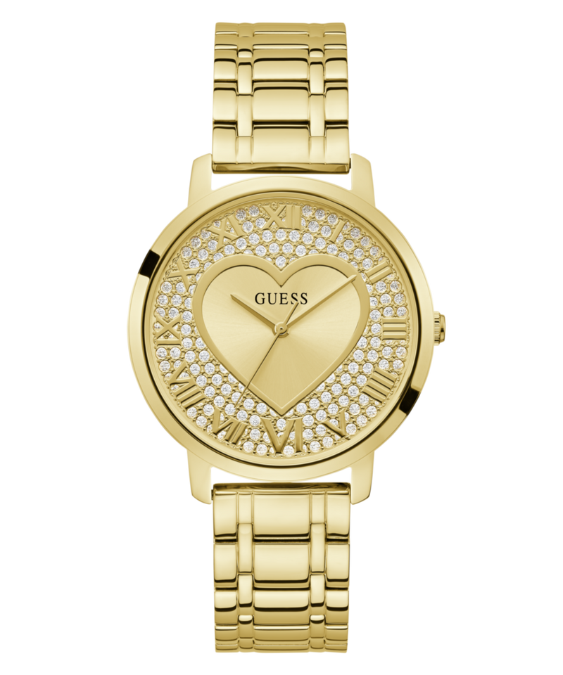 Guess Lover Champagne Round Dial Quartz Analog Women Watch Watch Guess