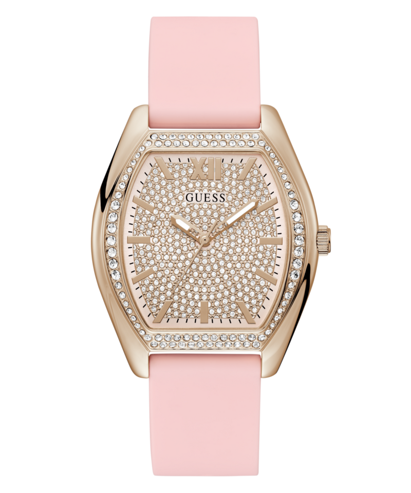 Guess Dignity Pink Rectangle Dial Quartz Analog Women Watch Watch Guess