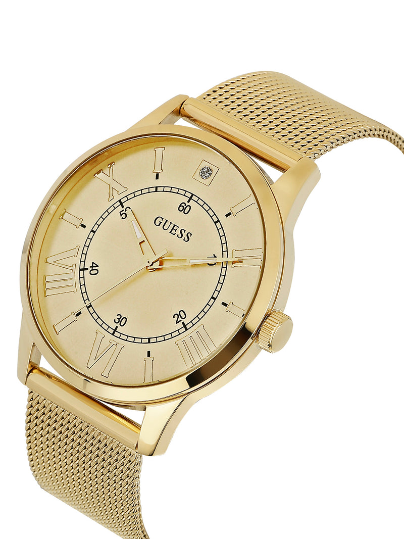 Guess Briefcase Champagne Round Dial Quartz Analog Men Watch Watch Guess
