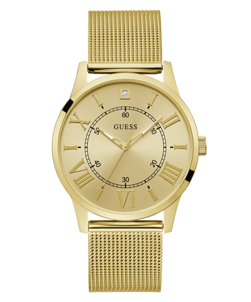 Guess Briefcase Champagne Round Dial Quartz Analog Men Watch Watch Guess