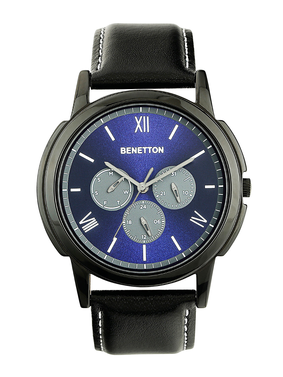 United Colors Of Benetton Leather Blue Round Dial Quartz Analog Men Watch