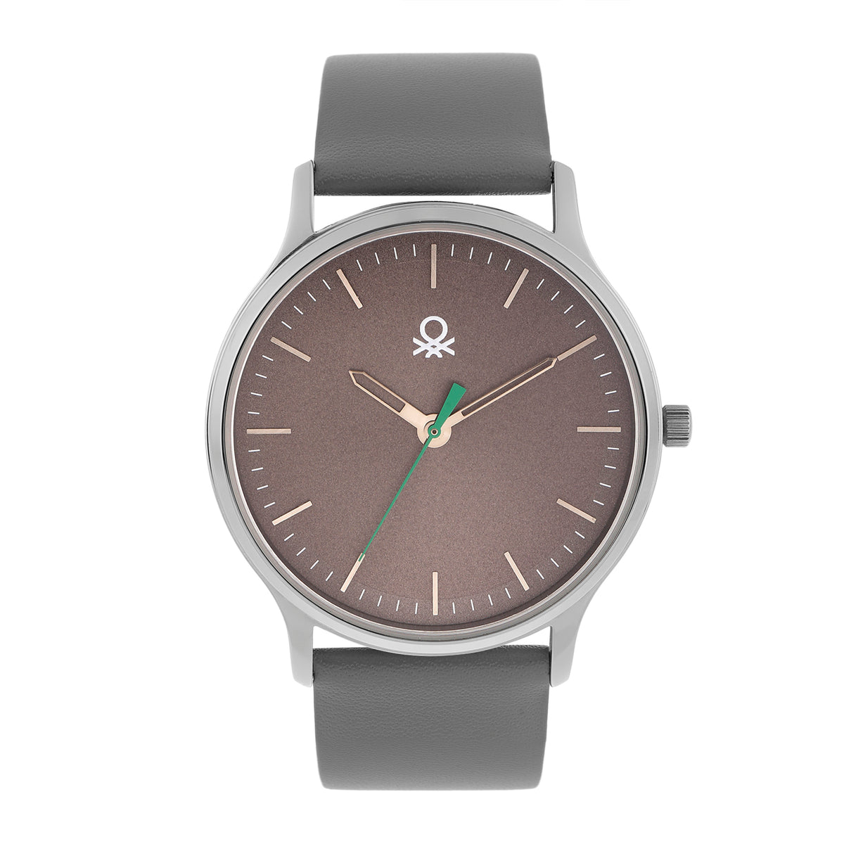 United Colors Of Benetton Leather Grey Round Dial Quartz Analog Men Watch