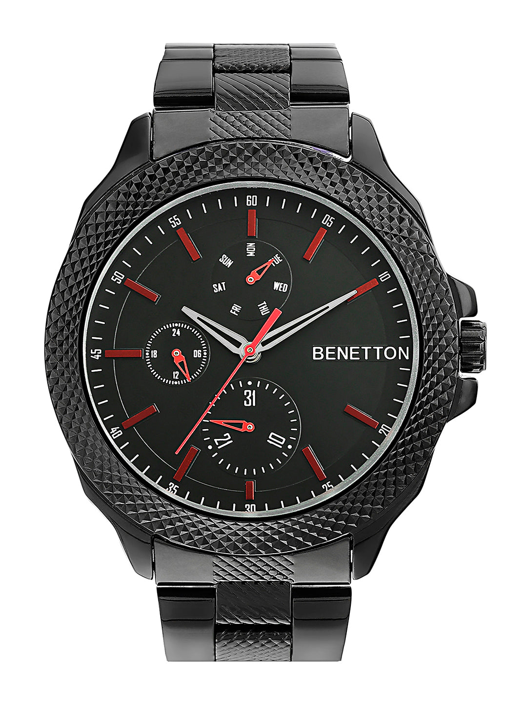 United Colors Of Benetton Black Round Dial Quartz Analog Men Watch