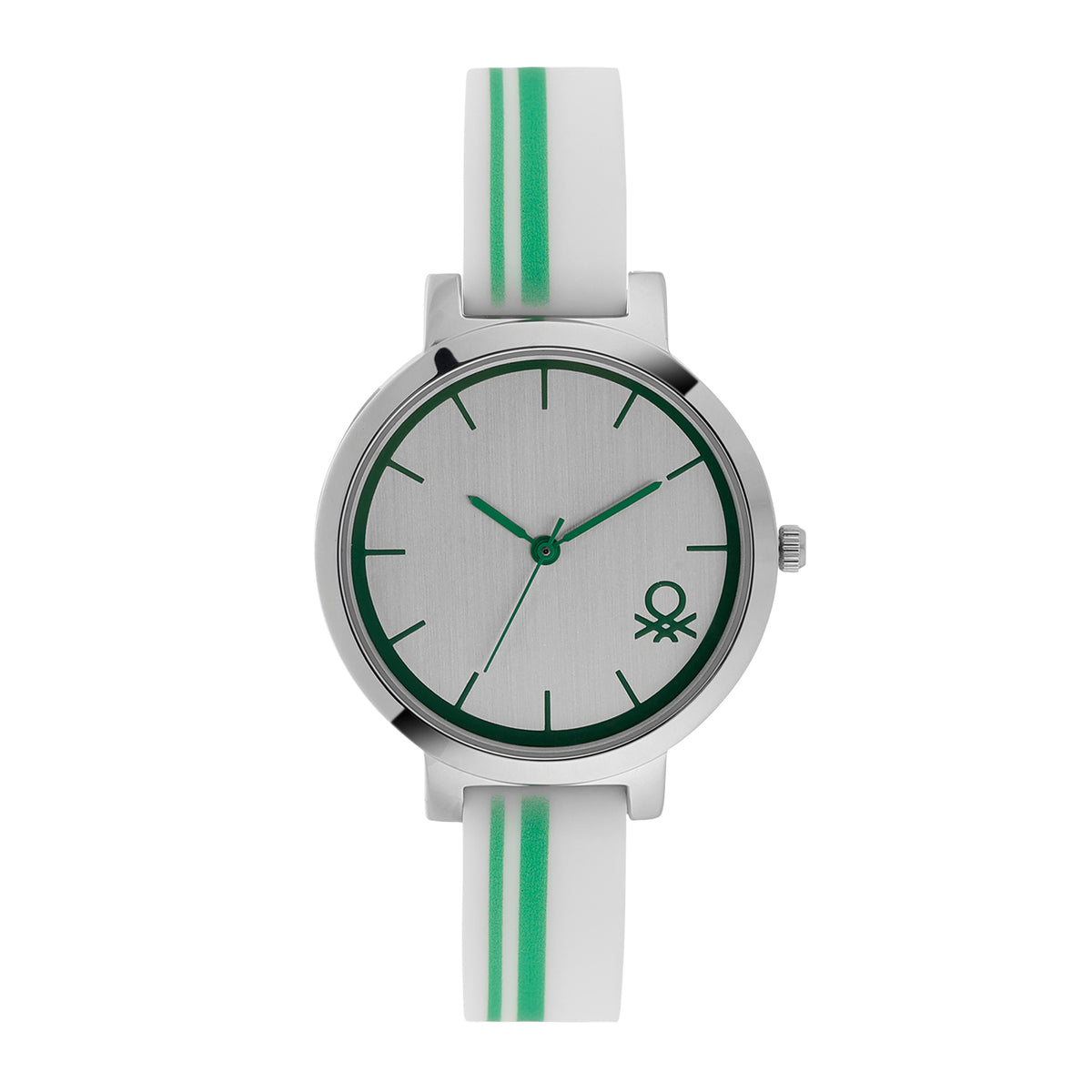 United Colors Of Benetton Silver Round Dial Quartz Analog Women Watch