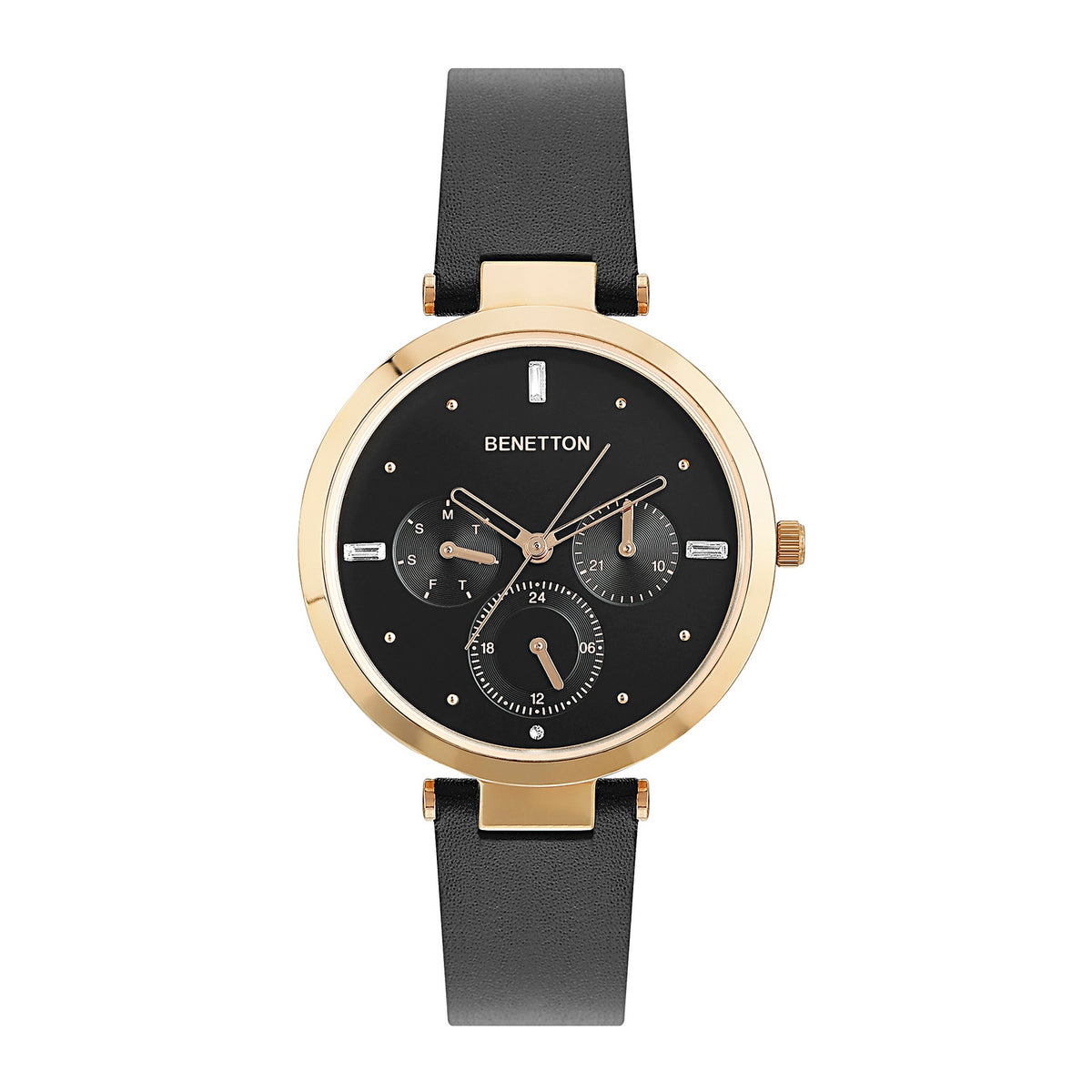 United Colors Of Benetton Leather Black Round Dial Quartz Analog Women Watch