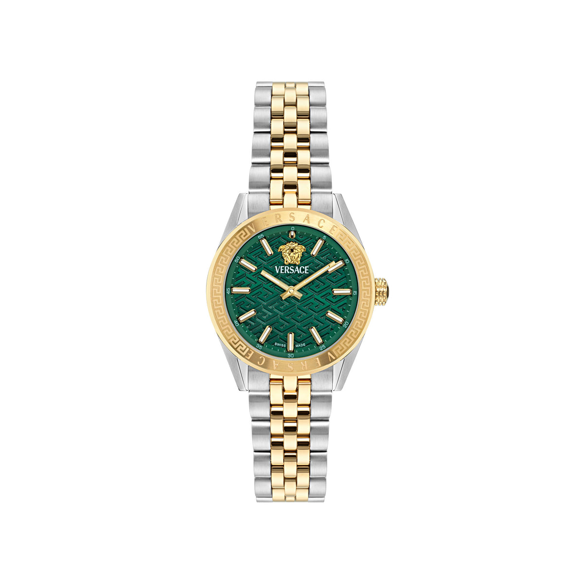 Versace Timeless V Code Green Round Dial Quartz Analog Women Watch