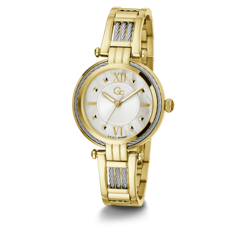 Gc White Round Dial Quartz Analog Women Watch - Guess Collection Watch Gc