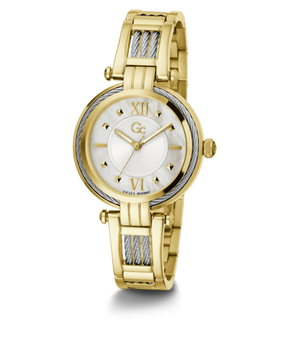 Gc White Round Dial Quartz Analog Women Watch - Guess Collection