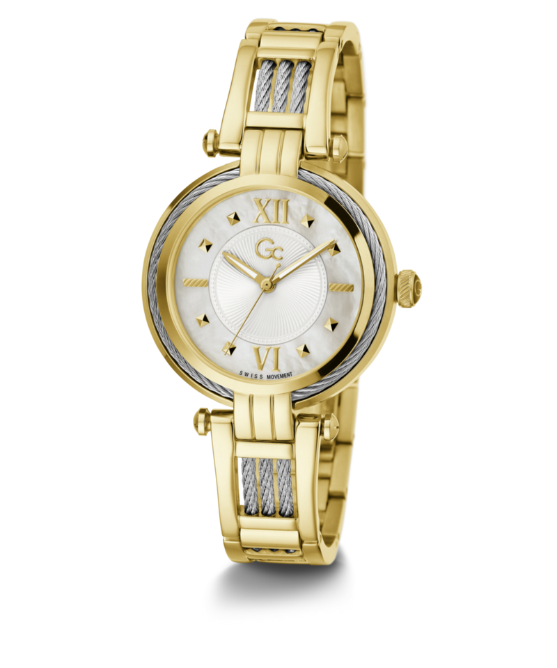 Gc White Round Dial Quartz Analog Women Watch - Guess Collection Watch Gc