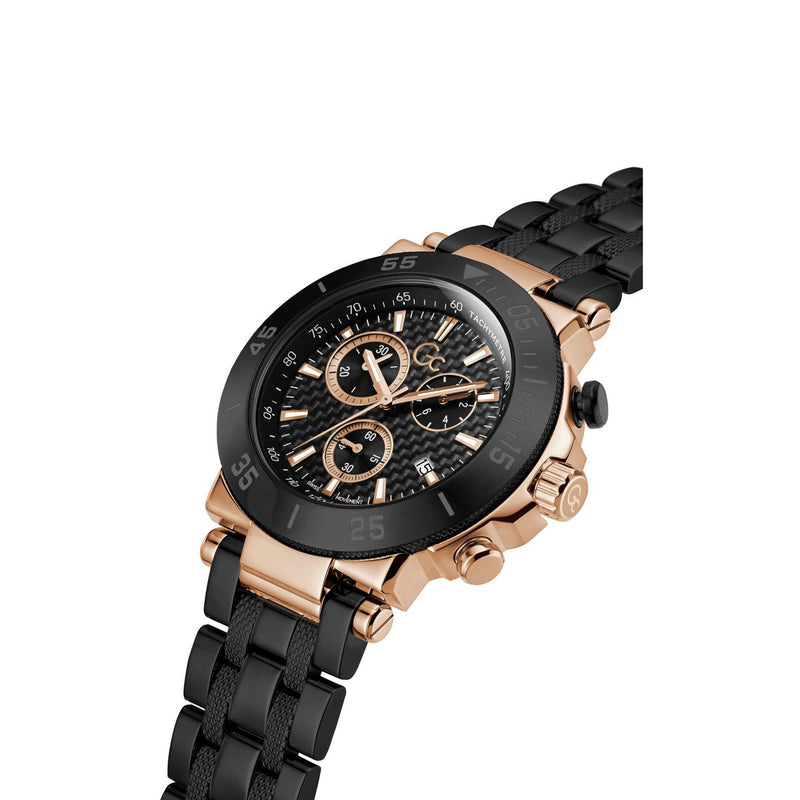 Gc Sport Chic Black Round Dial Quartz Men Watch - Guess Collection Watch Gc